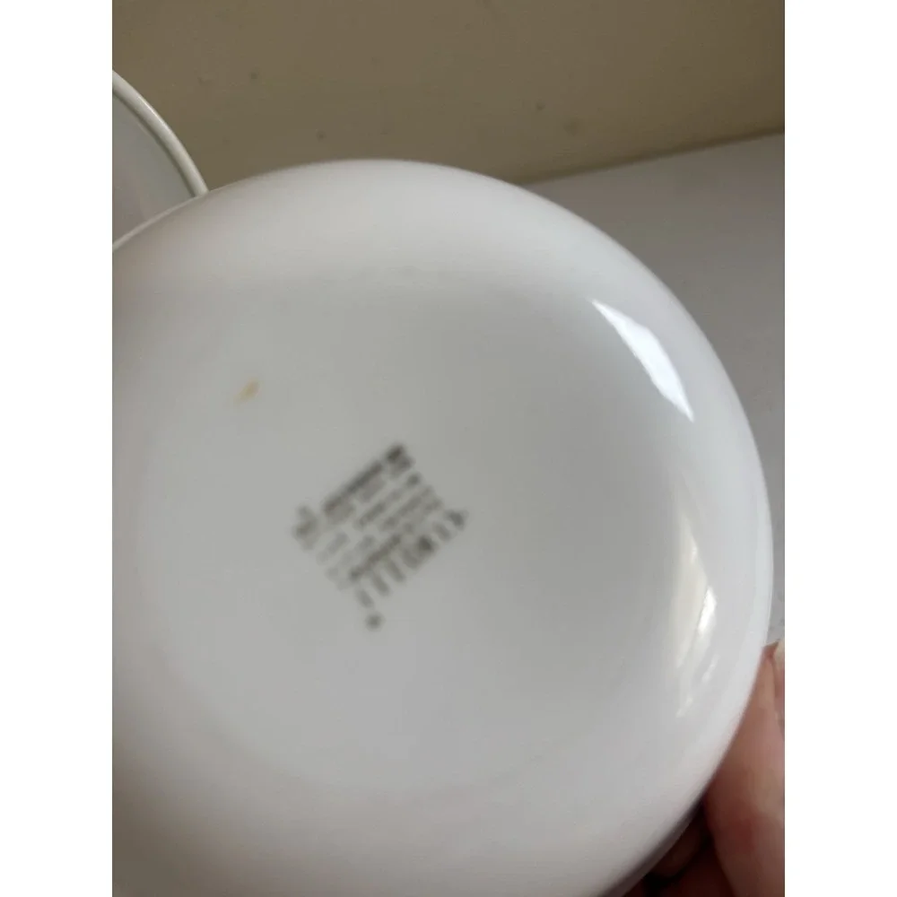 Corelle White with Green Rim Cereal Soup Bowls 6.25